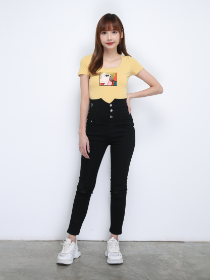 Girl Pattern Square Neck Top 21513