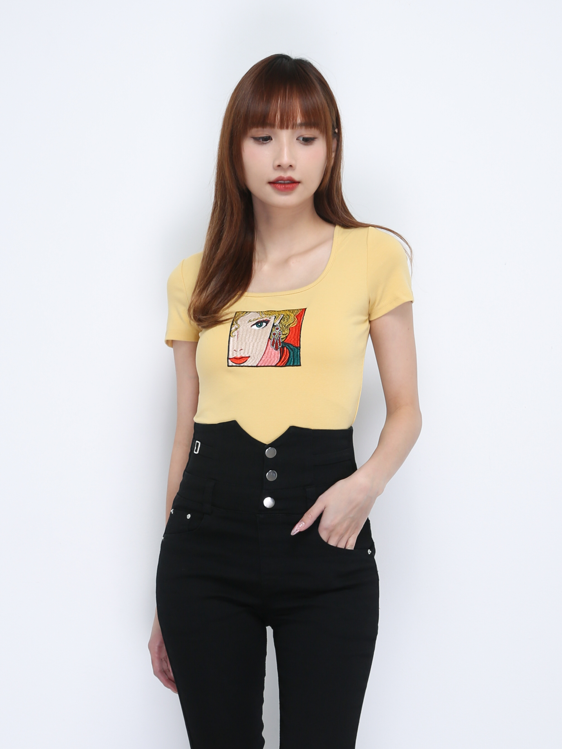 Girl Pattern Square Neck Top 21513