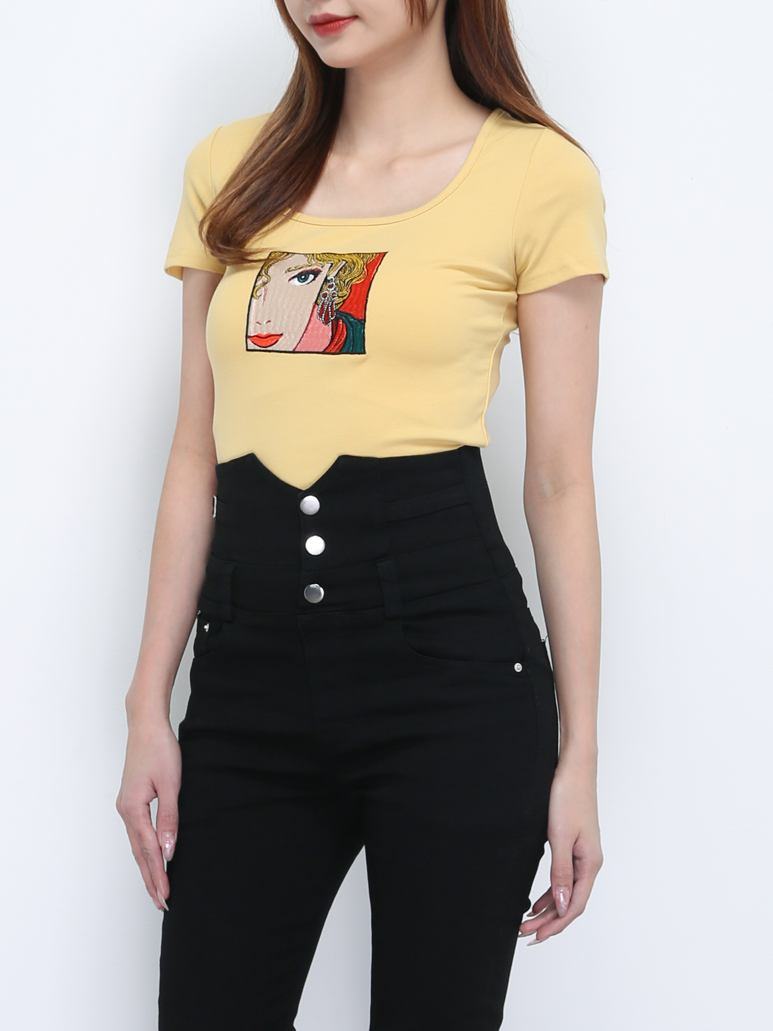 Girl Pattern Square Neck Top 21513