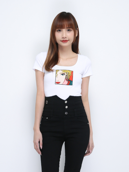 Girl Pattern Square Neck Top 21513