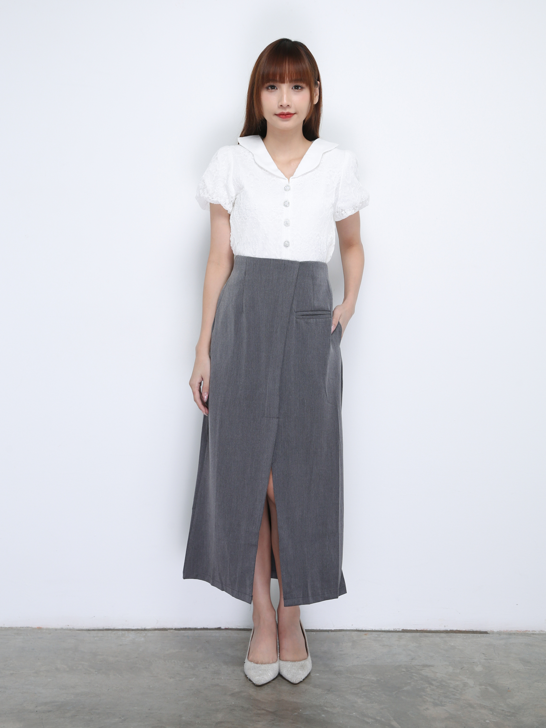 High Waist Front Split Skirt 21529