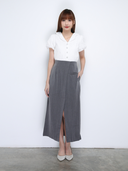High Waist Front Split Skirt 21529