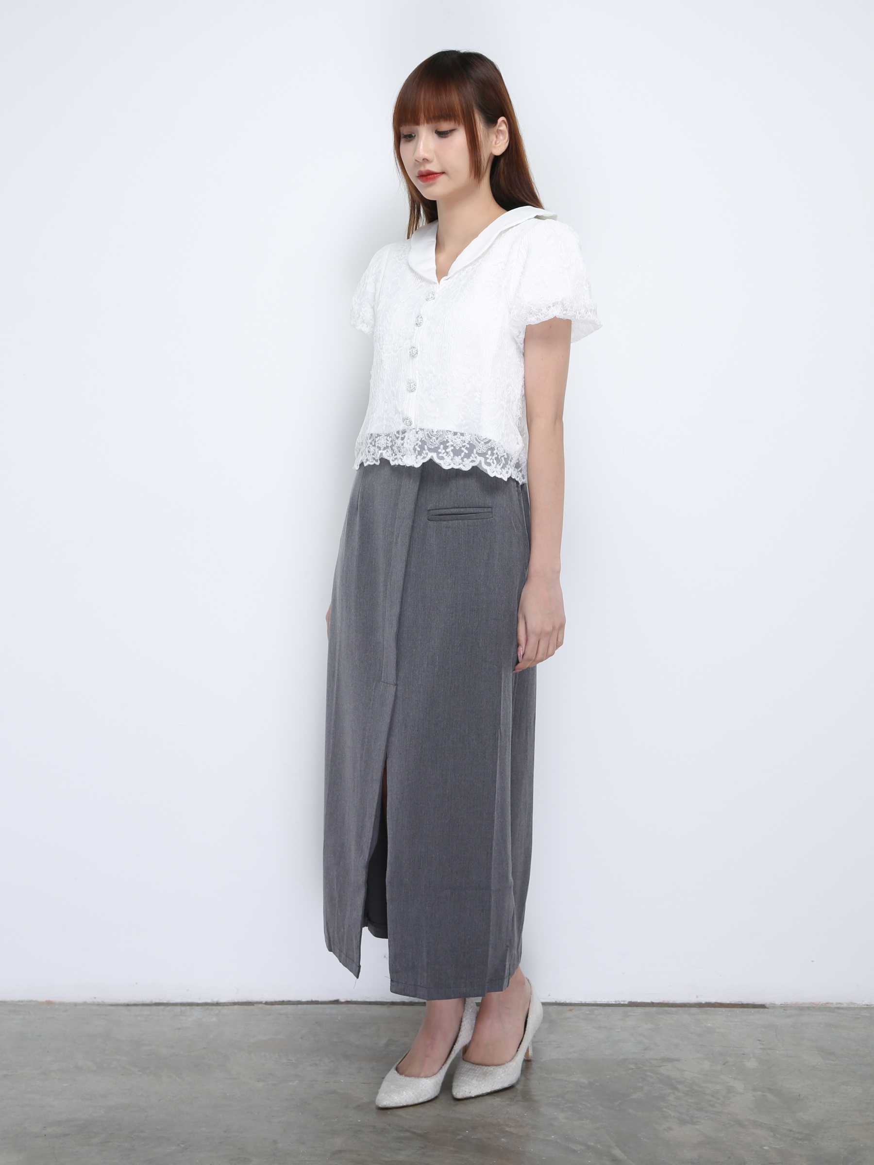 High Waist Front Split Skirt 21529