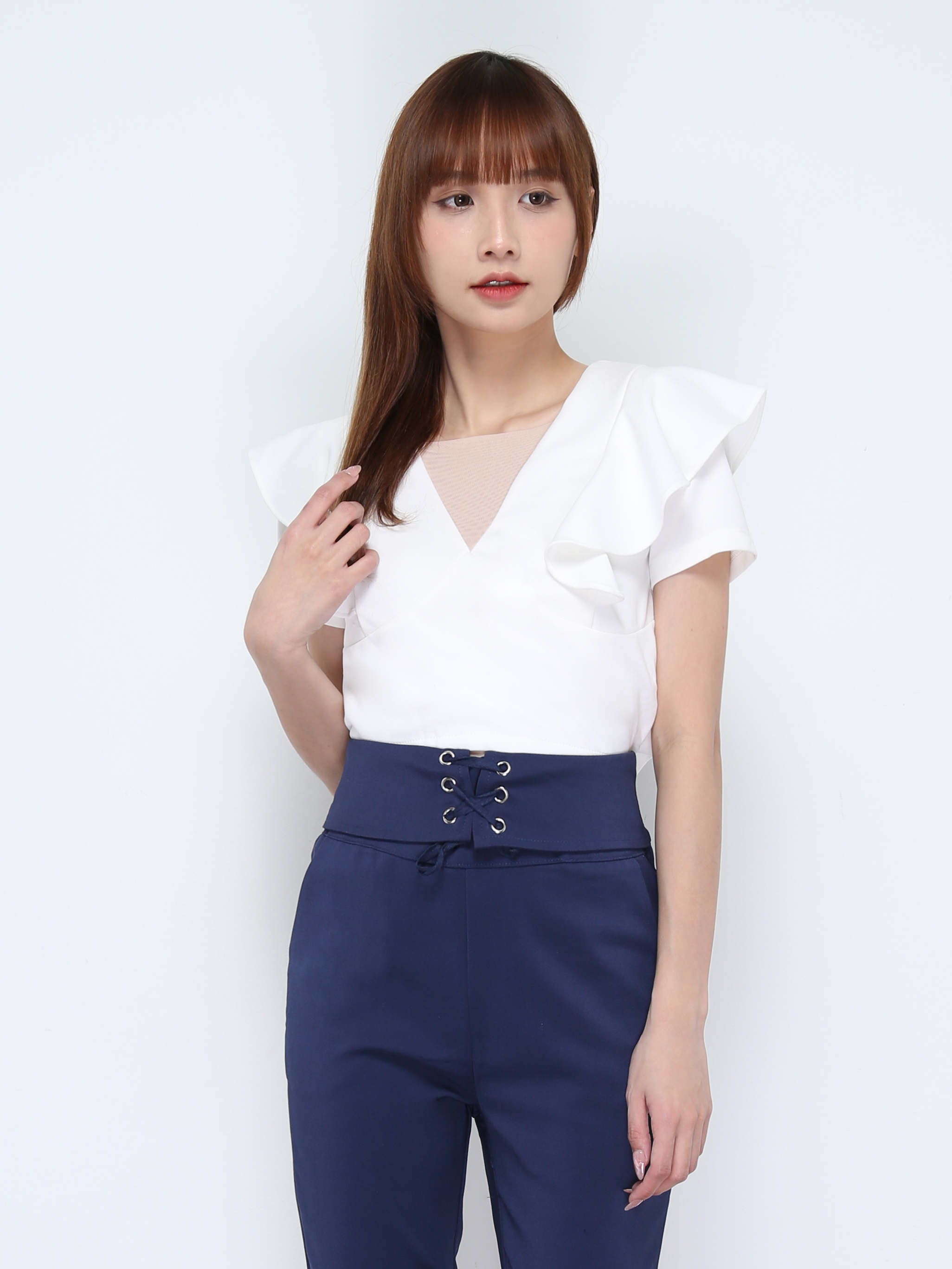 V Neck Ruffles Top 20805