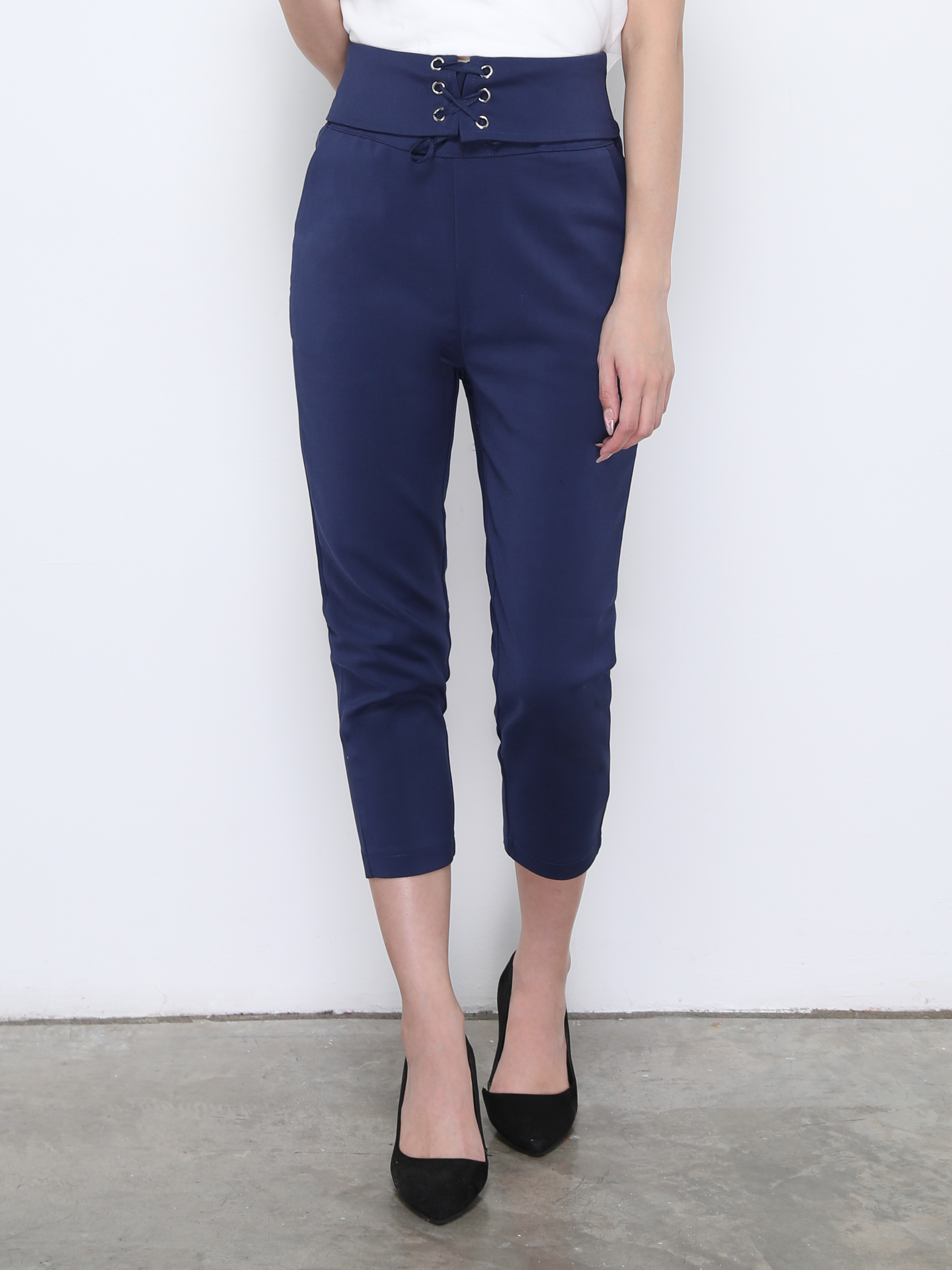 High Waist Tie Up Long Pants 20797