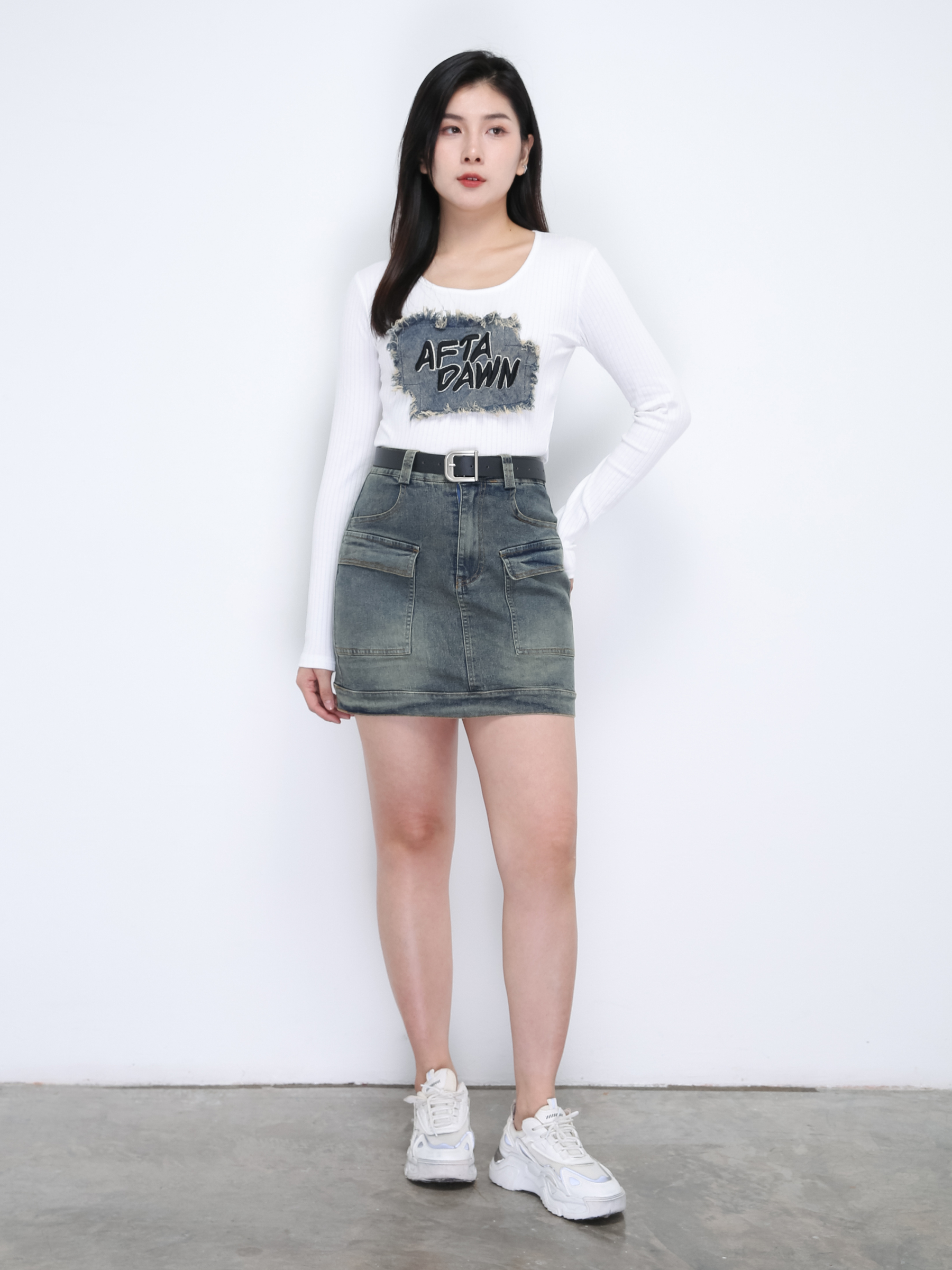 Denim With Belt Skirt Pants DJ020