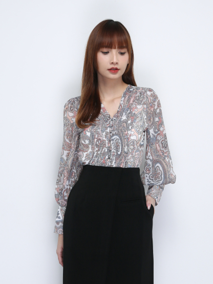 Floral Abstract Long Sleeve Top 21530