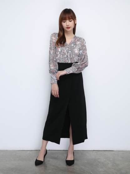 High Waist Front Split Skirt 21529
