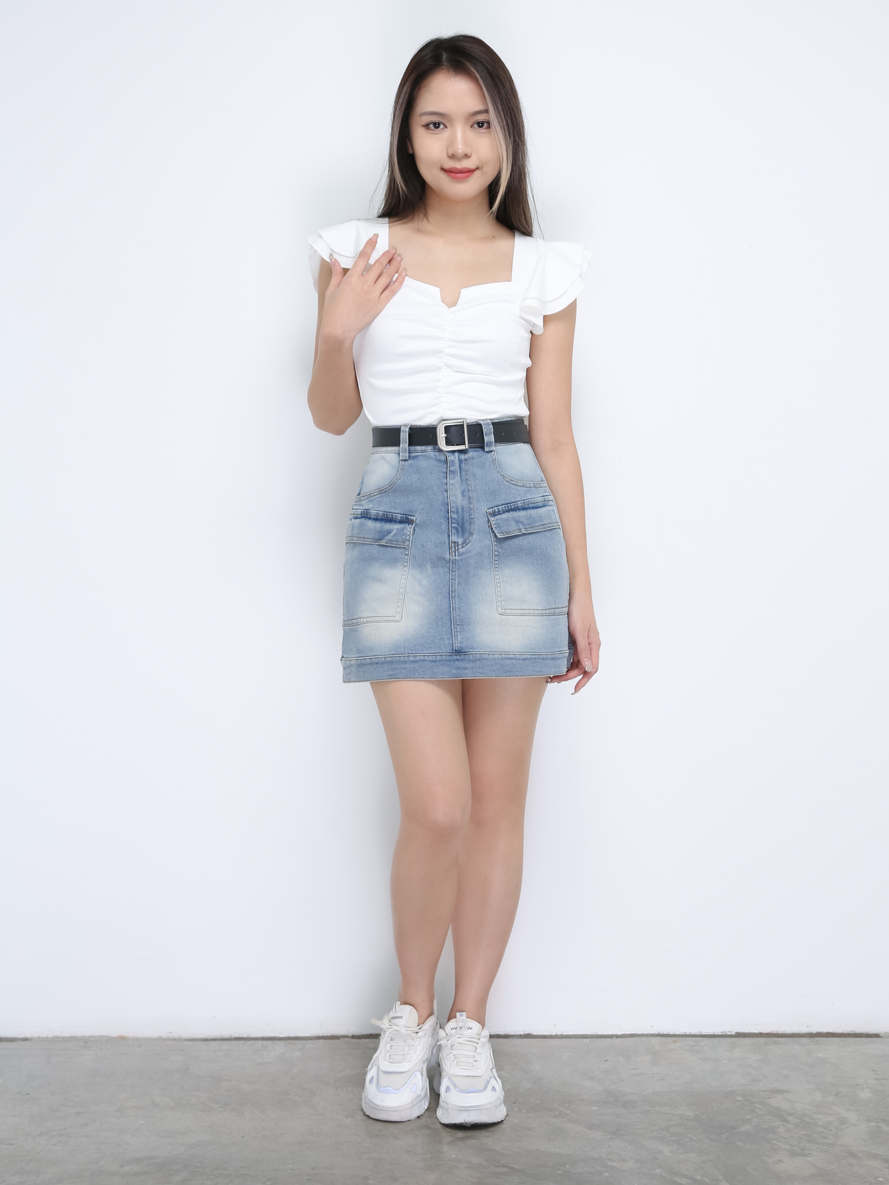 Denim With Belt Skirt Pants DJ020