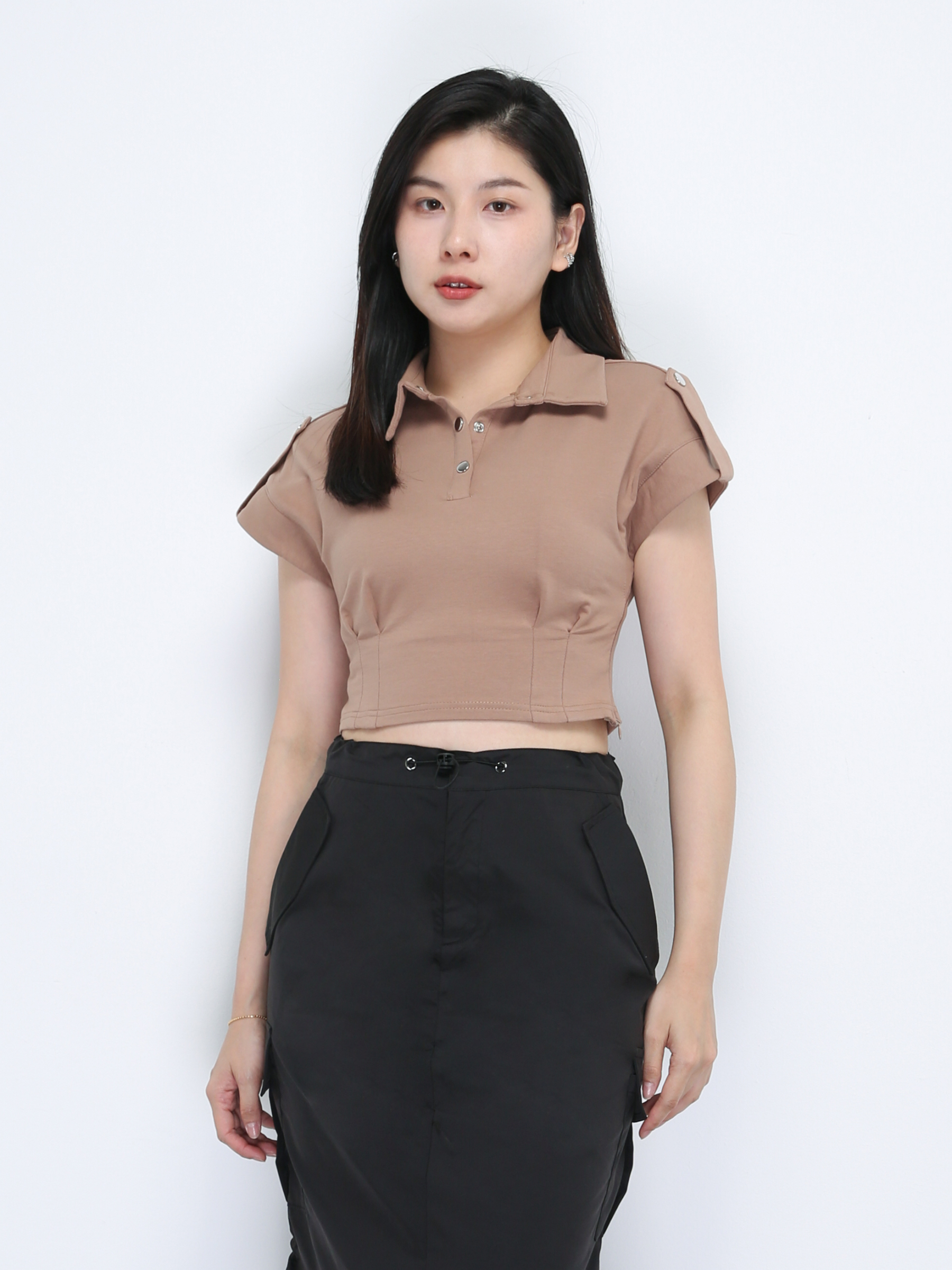 Cap Sleeve With Collar Top DJ008
