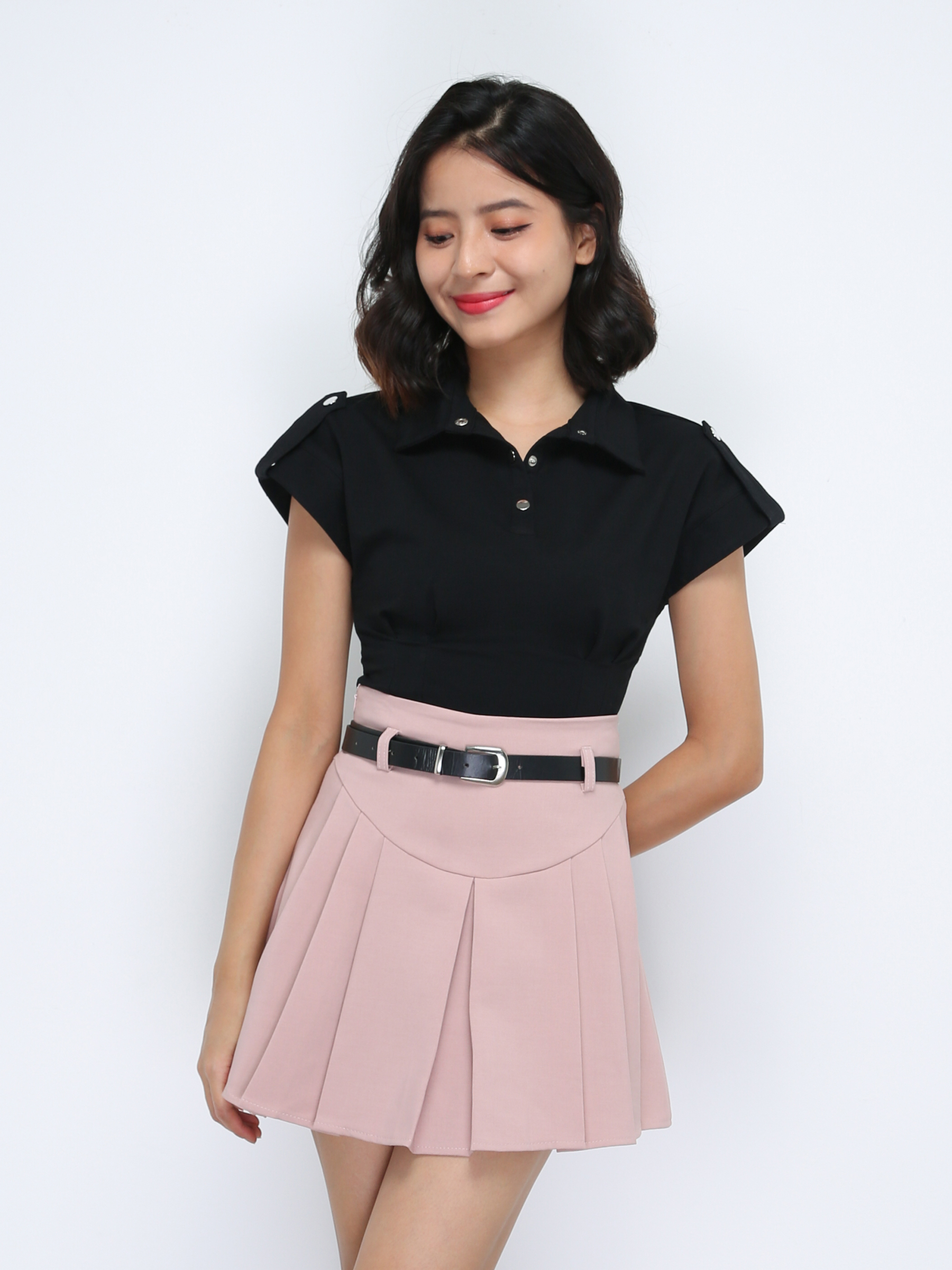 Cap Sleeve With Collar Top DJ008