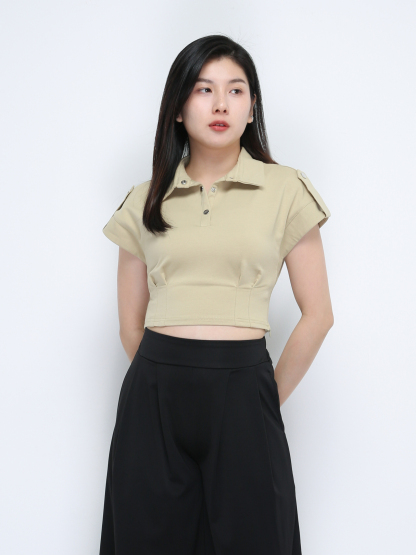 Cap Sleeve With Collar Top DJ008