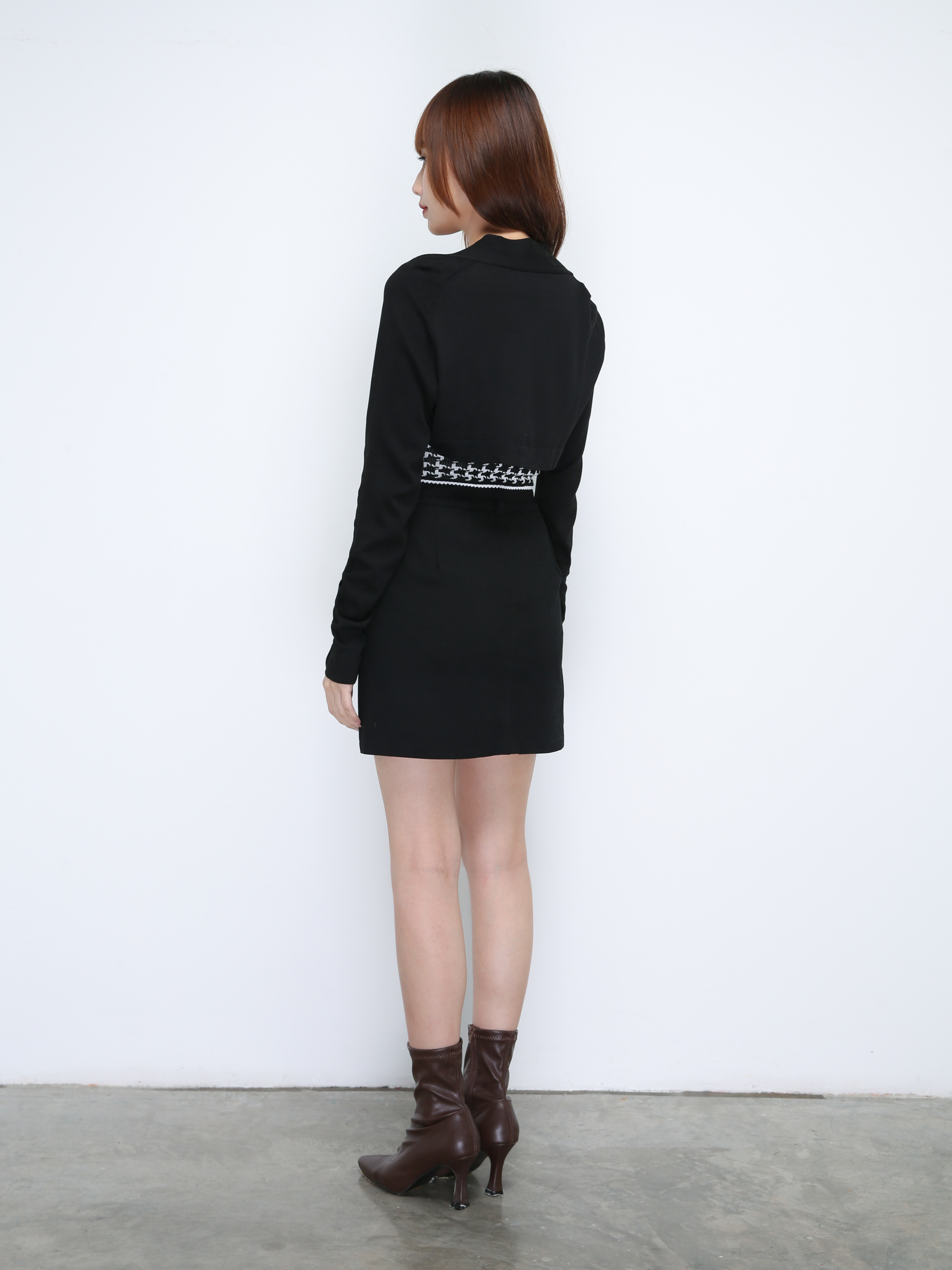 Houndstooth Front Decorative Button With Outer Set Top 21420