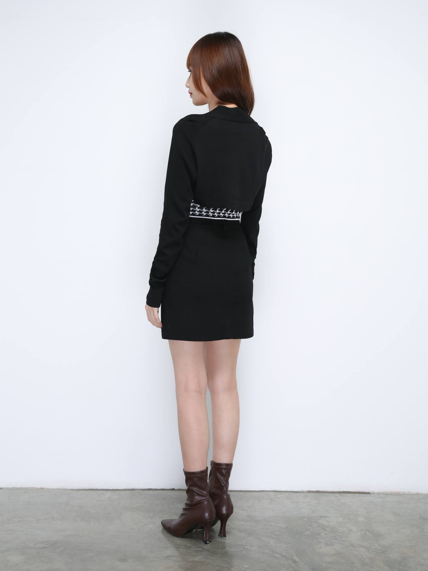 Houndstooth Front Decorative Button With Outer Set Top 21420