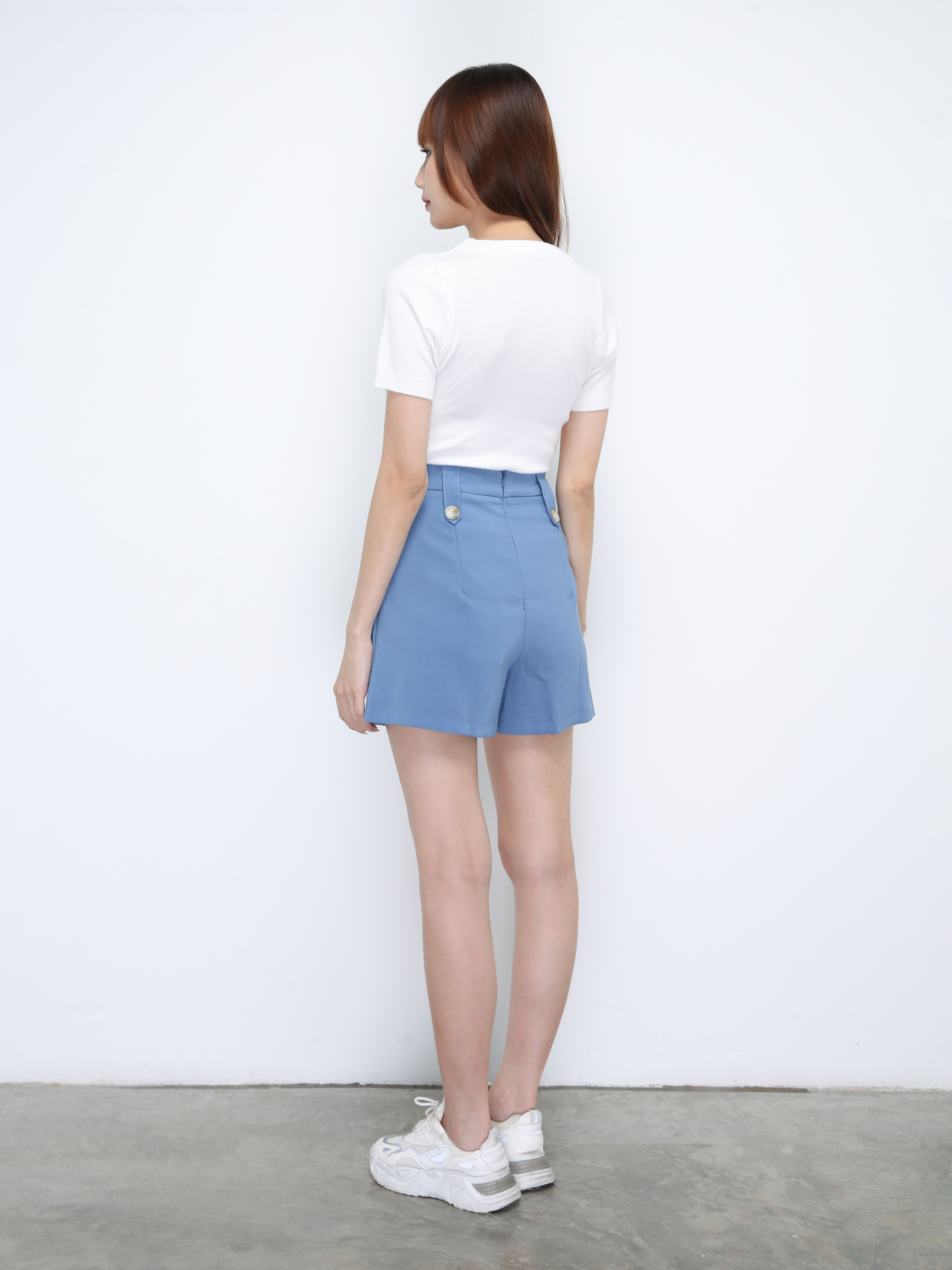 High Waist Decorative Breasted Button Short Pants 21440