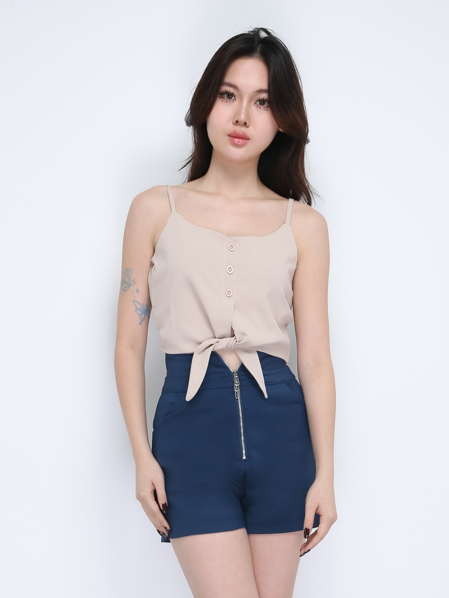 V Neck Strap With Front Tie Up Top 21354