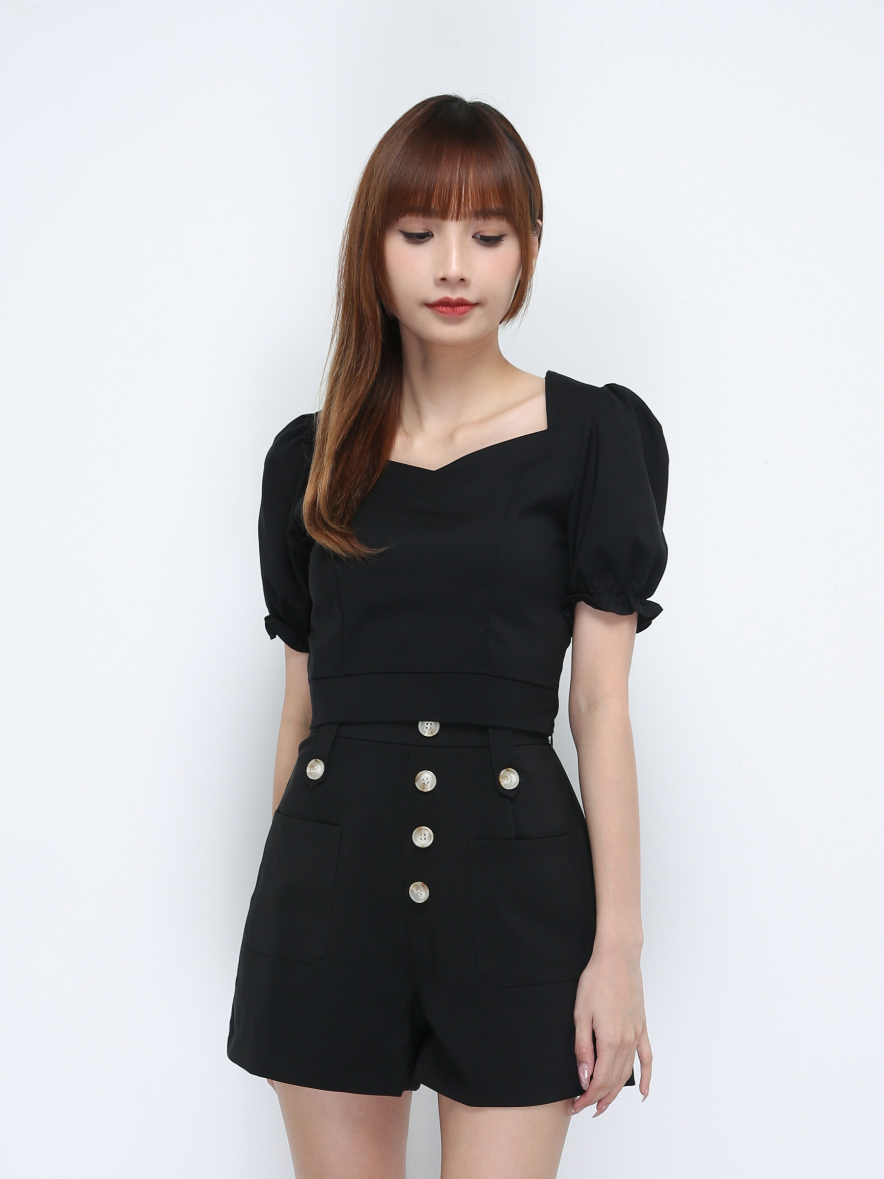 Sweetheart Neckline Short Sleeve Top 21455