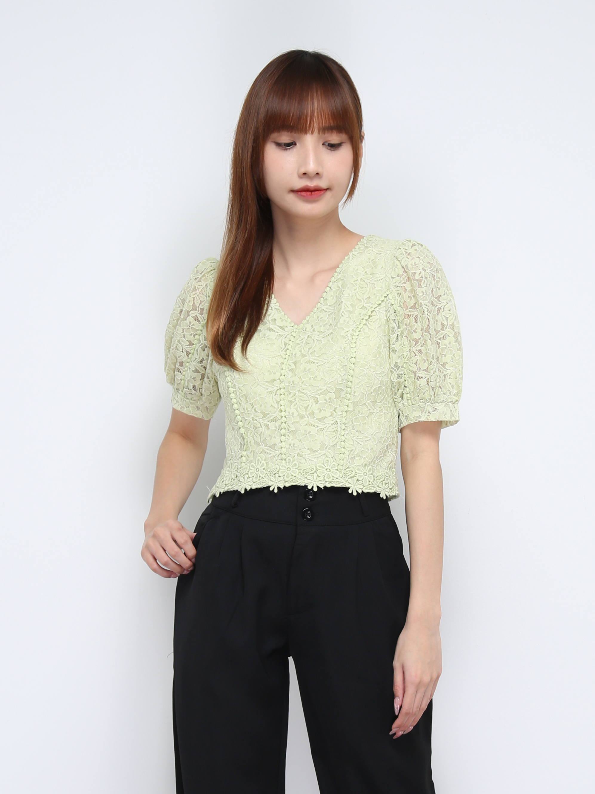 V Neck Lace Top 21235