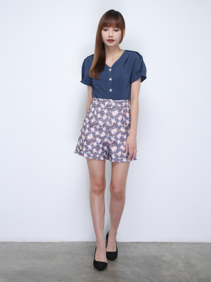 Two Tone Floral Pants Set 21888