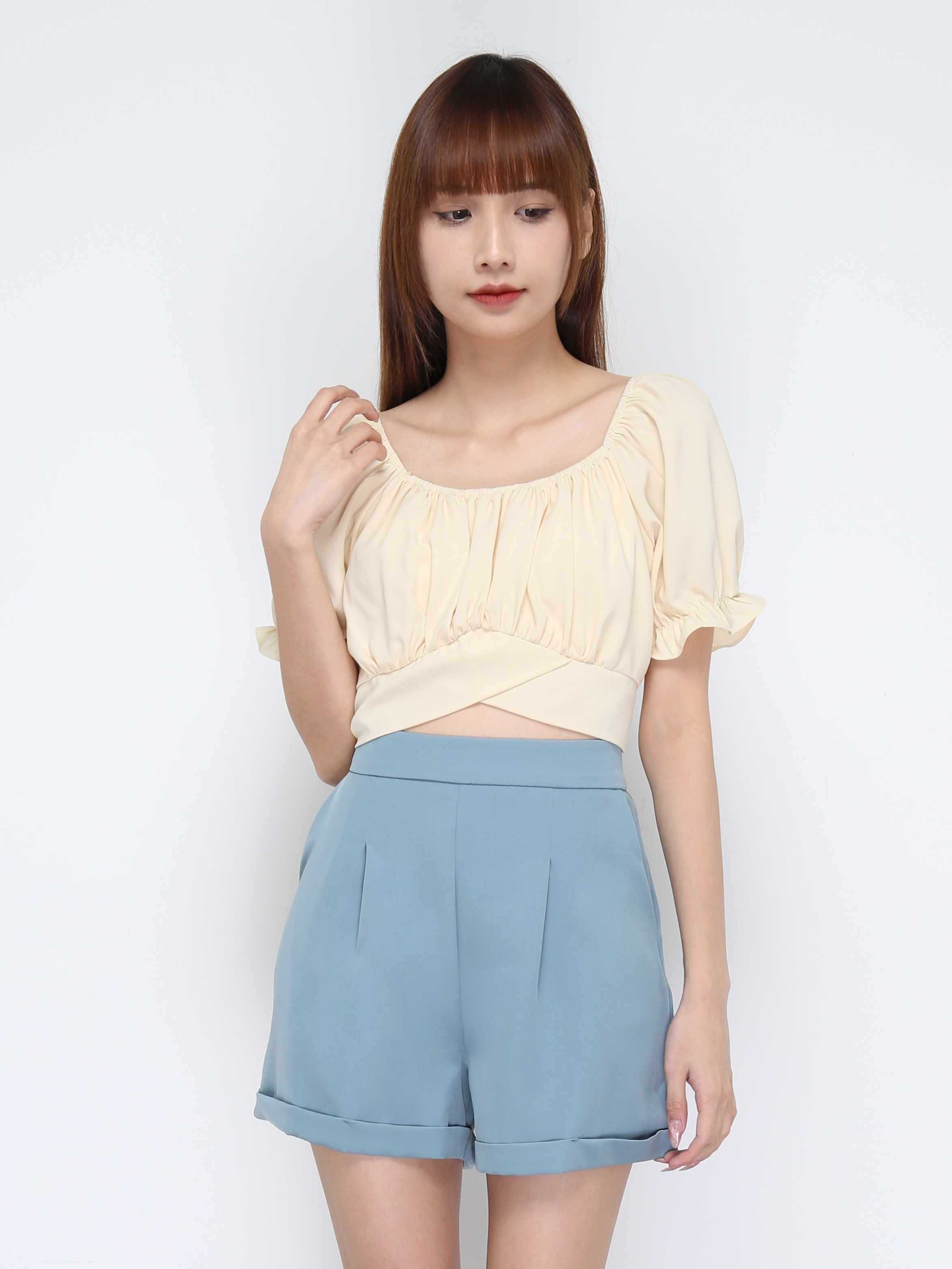 Square Neck Puff Sleeve Top 21048
