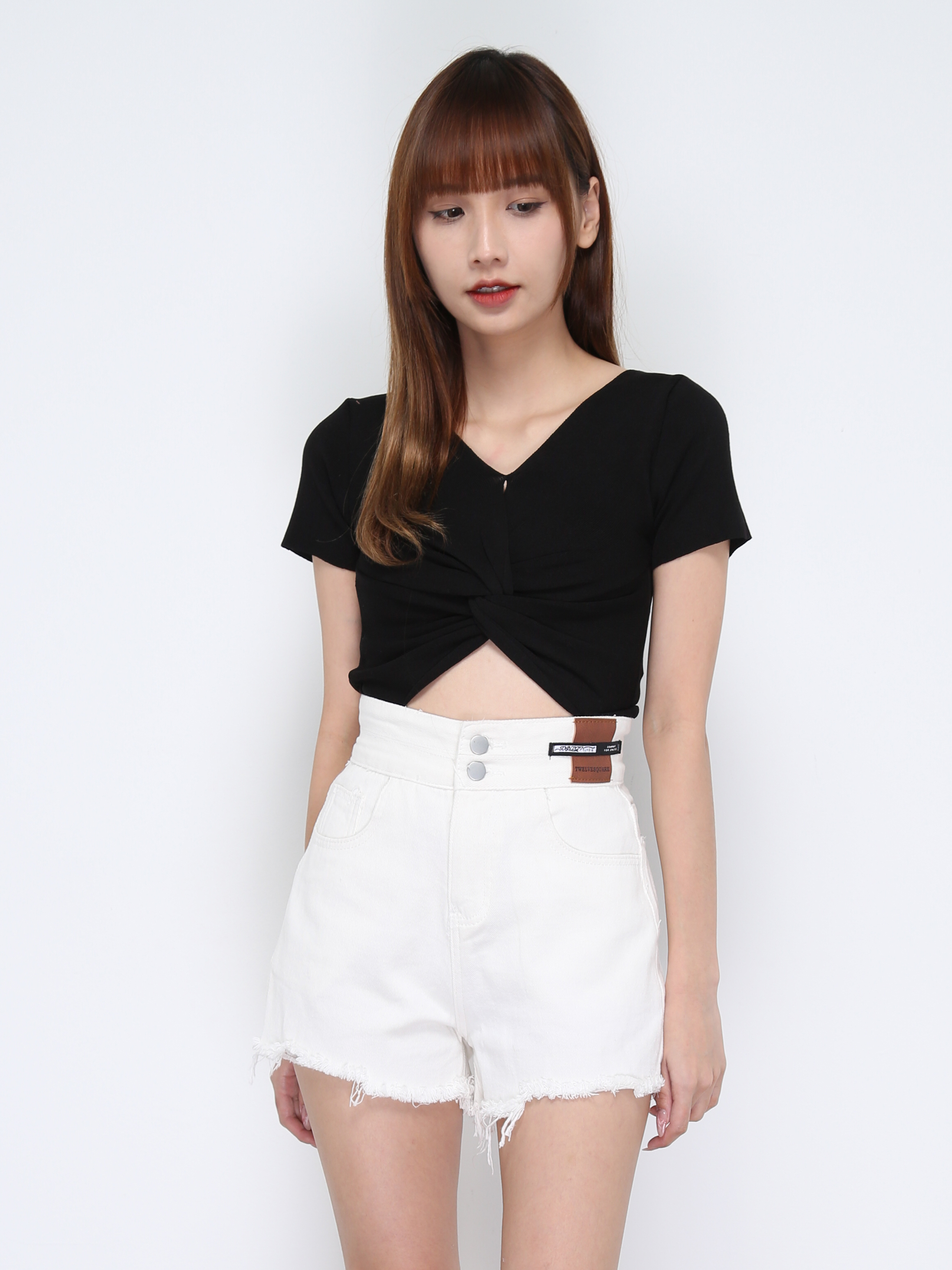 Knitted V Neck Twist Top 21119