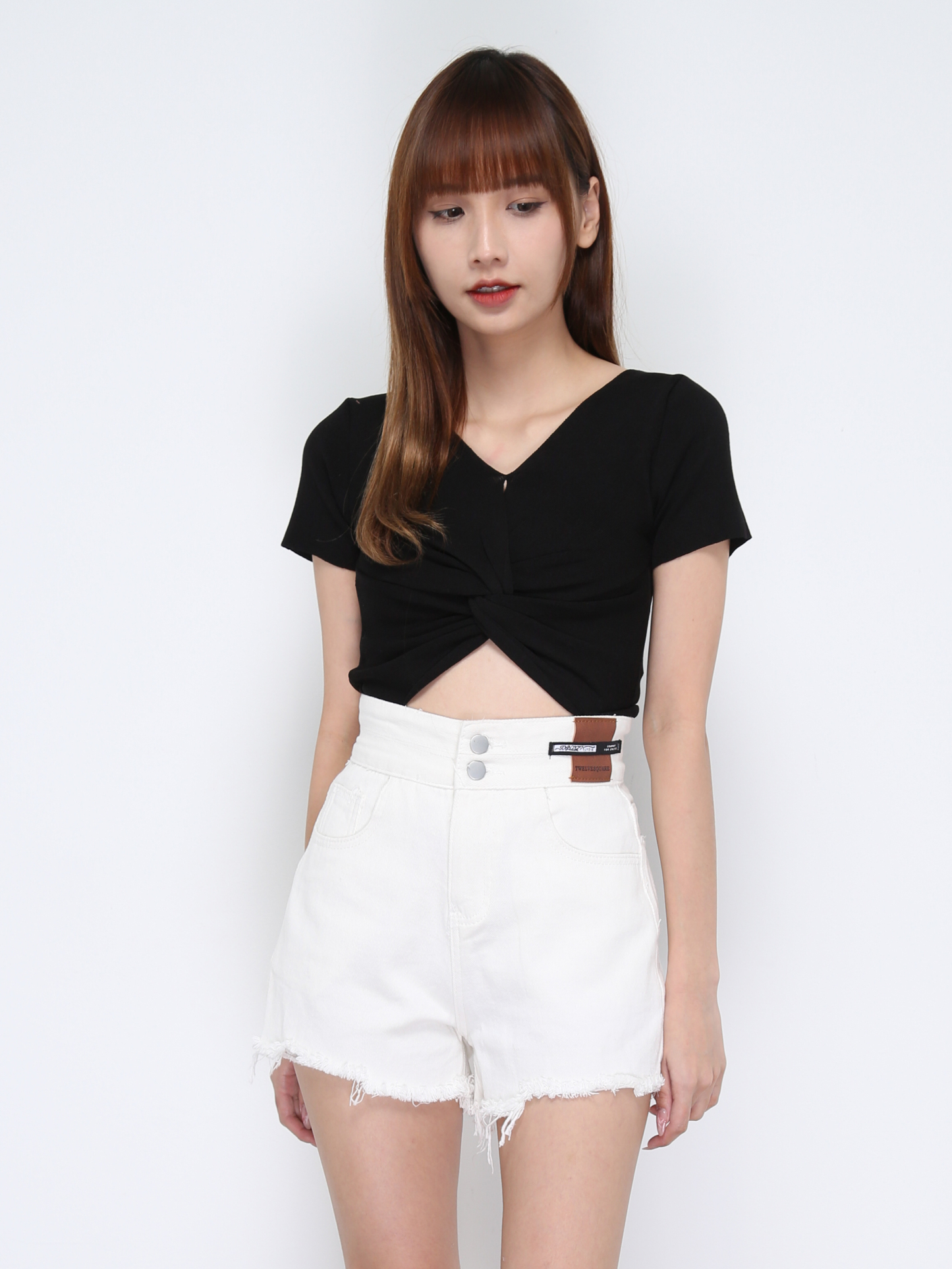 Knitted V Neck Twist Top 21119