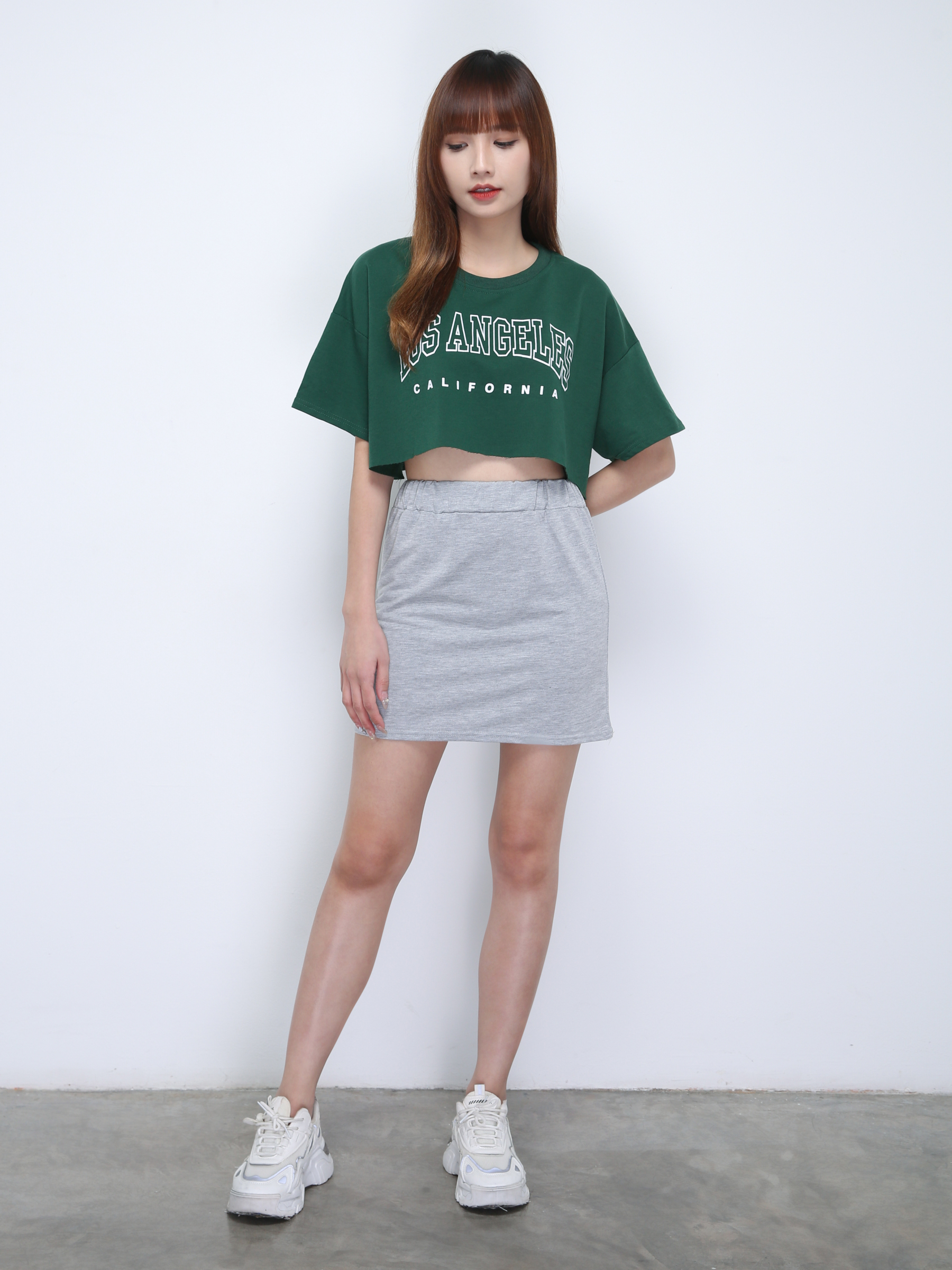 Casual Crop Top With Skirt Set 21890