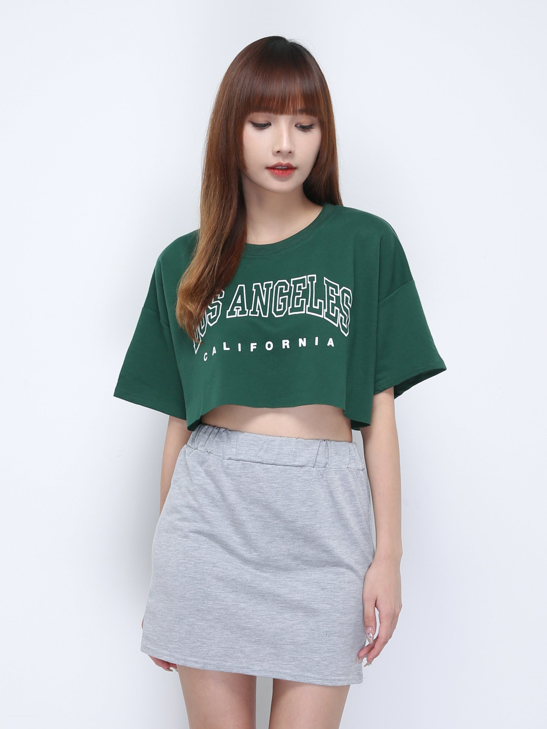 Casual Crop Top With Skirt Set 21890