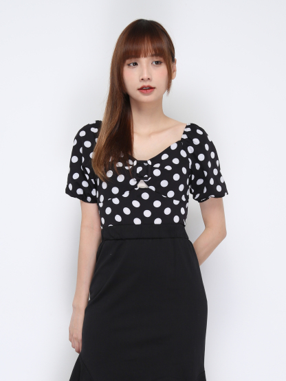 Puff Sleeve Polka Dot Top 21093