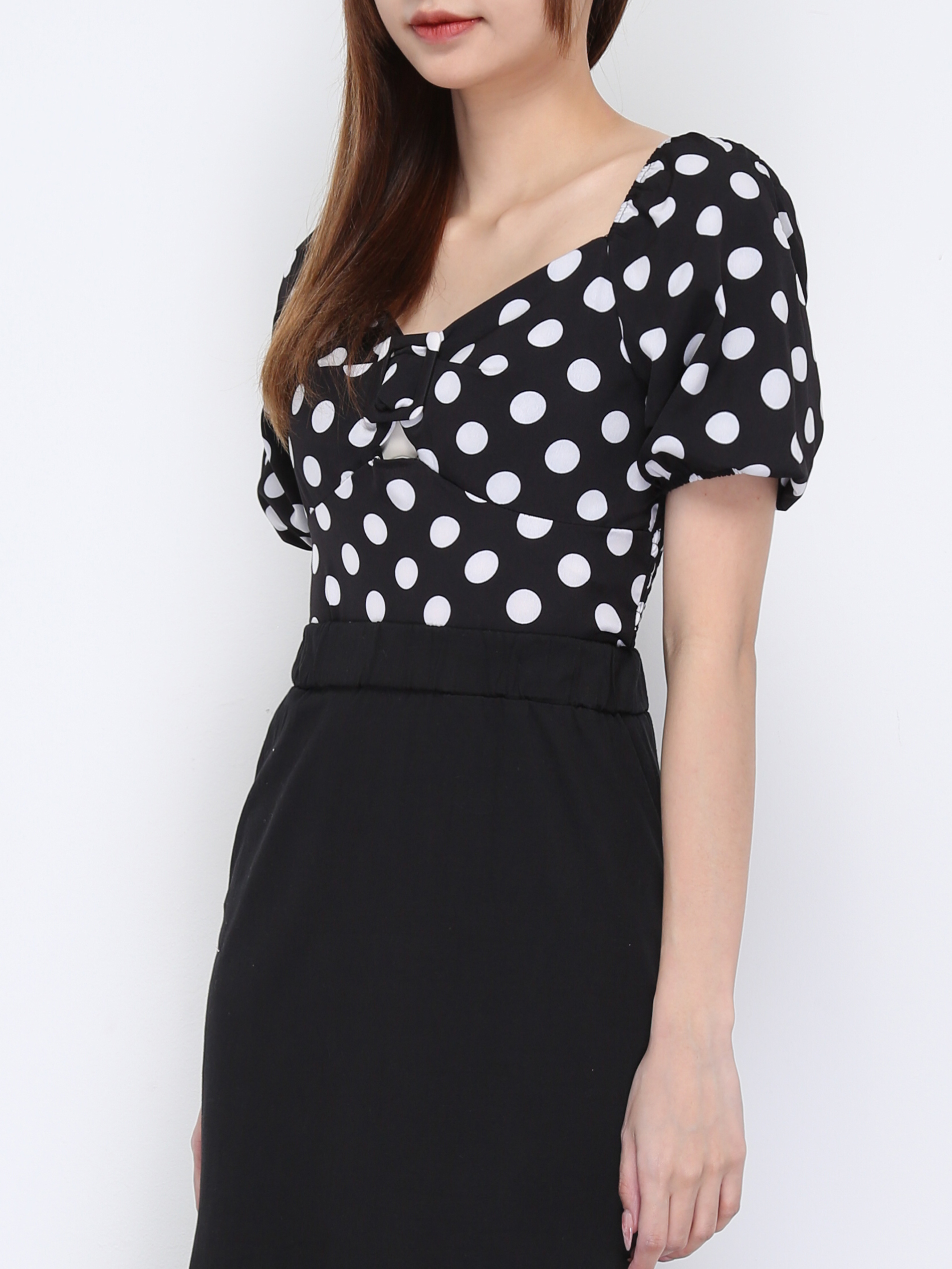 Puff Sleeve Polka Dot Top 21093