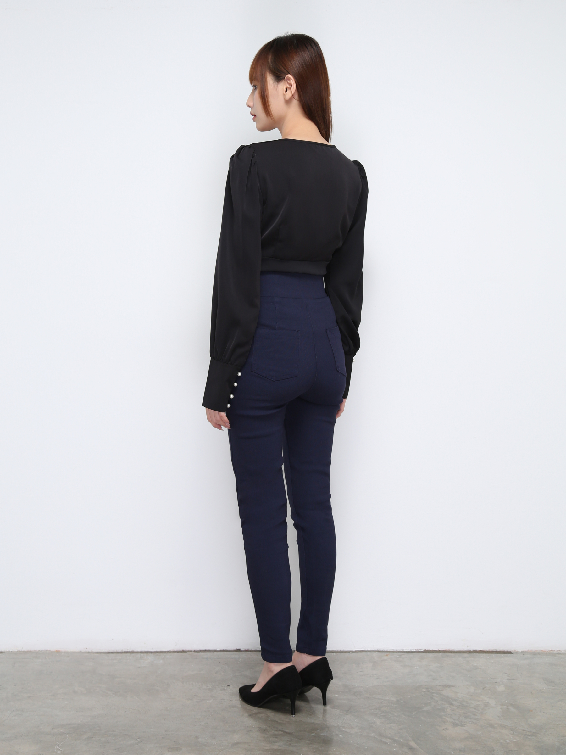 High Waist Decorative With Ting Buckle Long Pants 21267