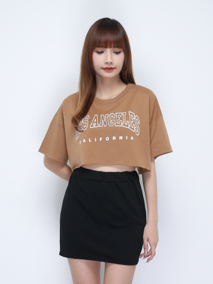 Casual Crop Top With Skirt Set 21890