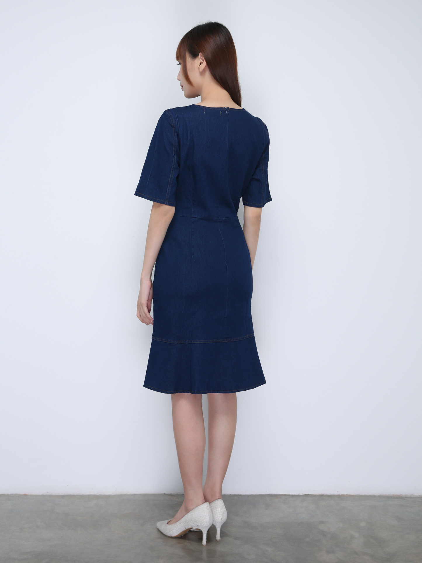 Denim With Waist Belt Button Dress 21989