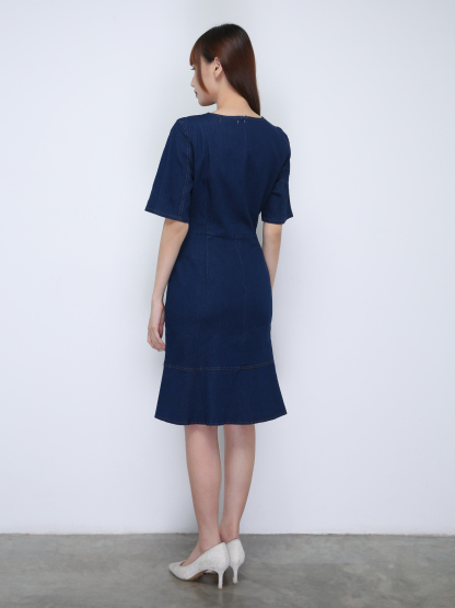 Denim With Waist Belt Button Dress 21989