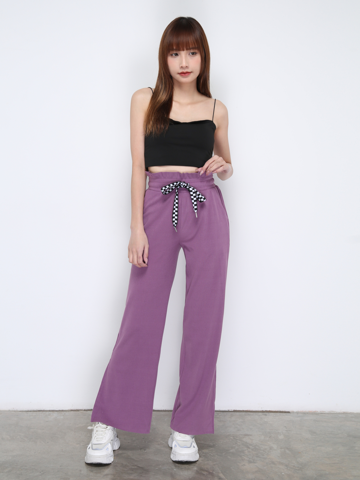 Waist Stretchable With Bottom Split Long Pants 21110