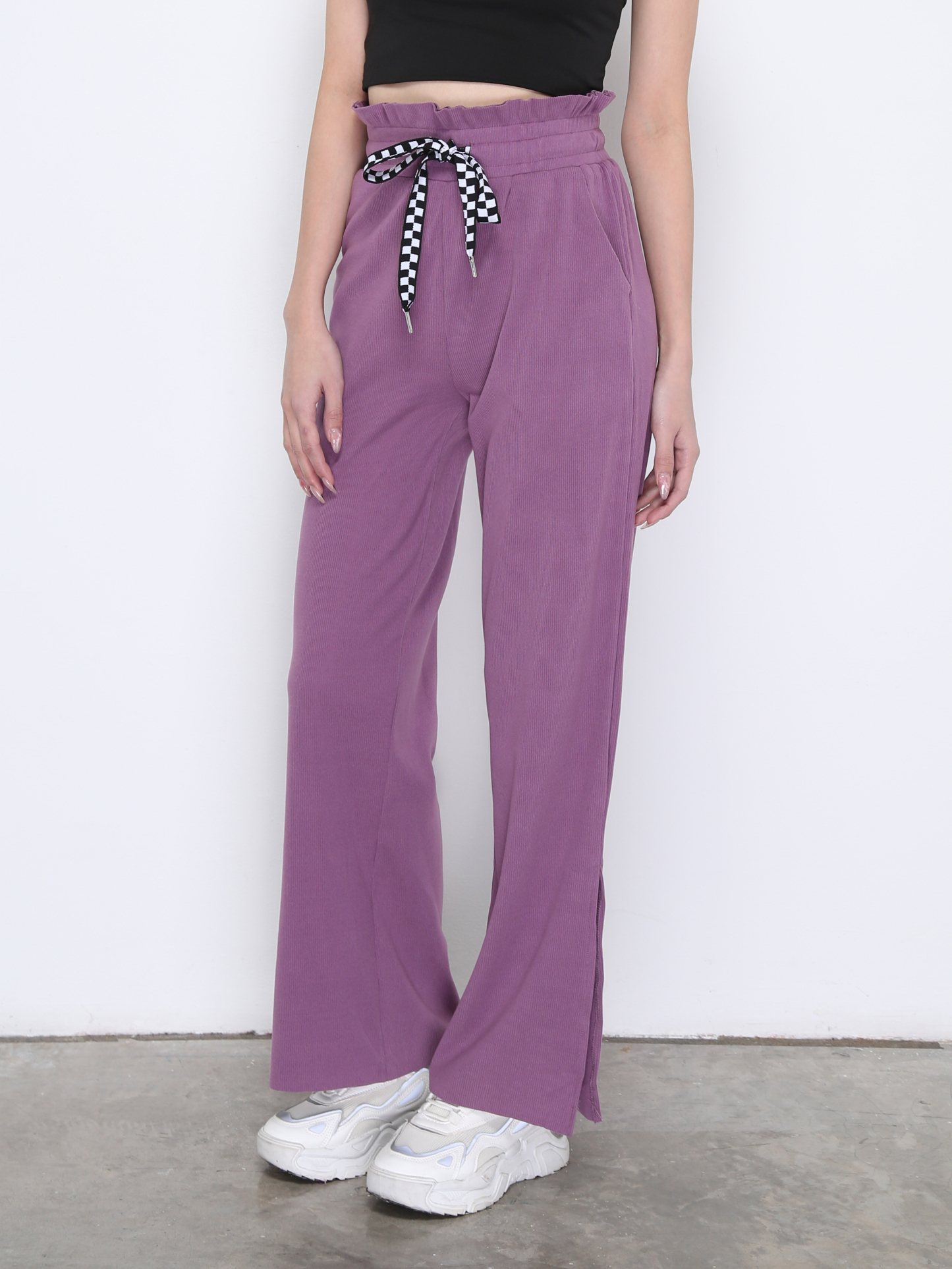 Waist Stretchable With Bottom Split Long Pants 21110