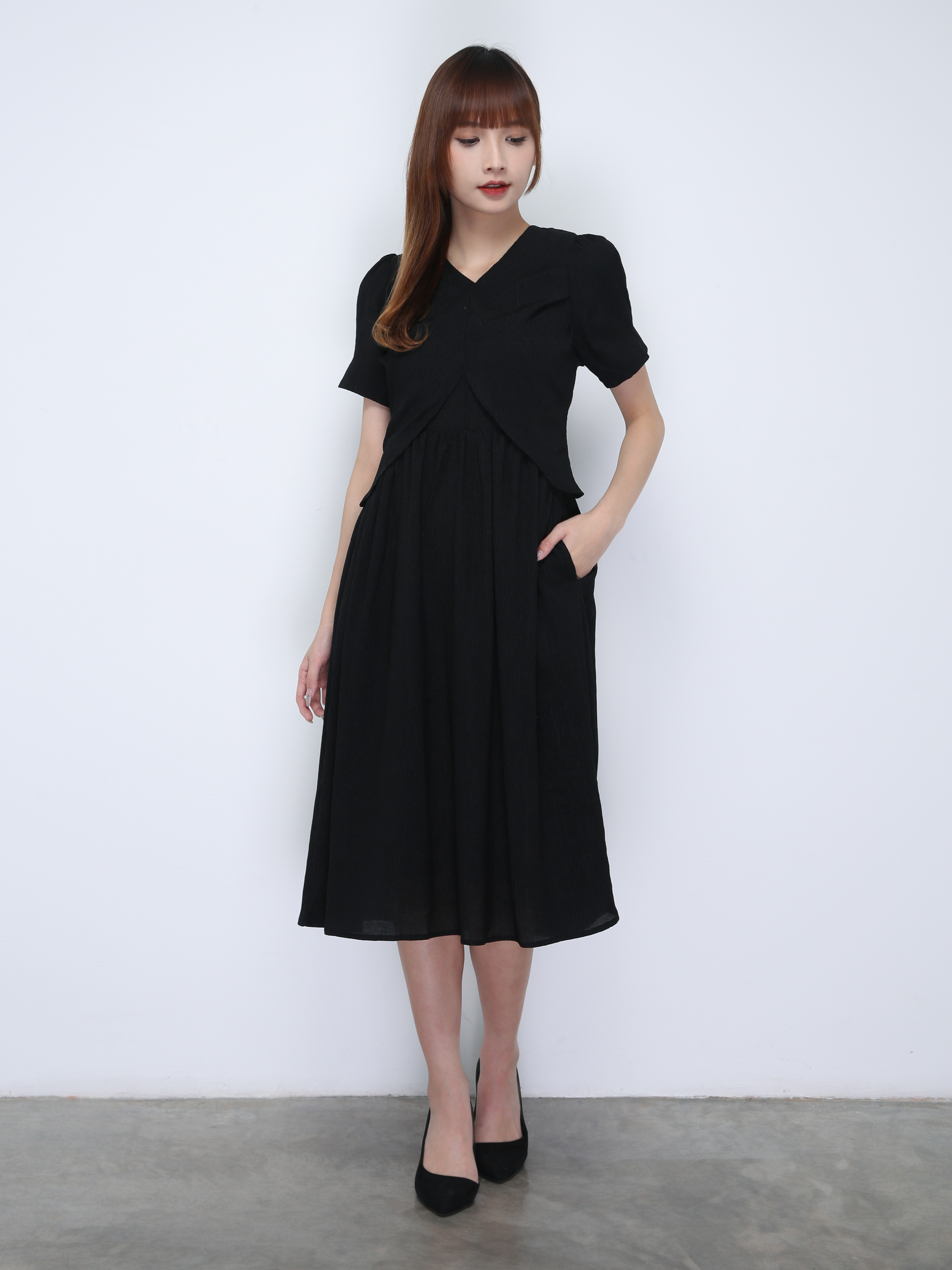 Fake Two Piece V Neck Dress 21747