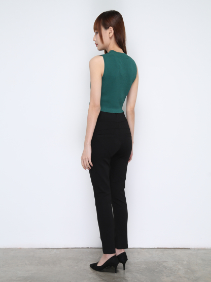 Decorative Belt Gold Buckle Long Pants 21068