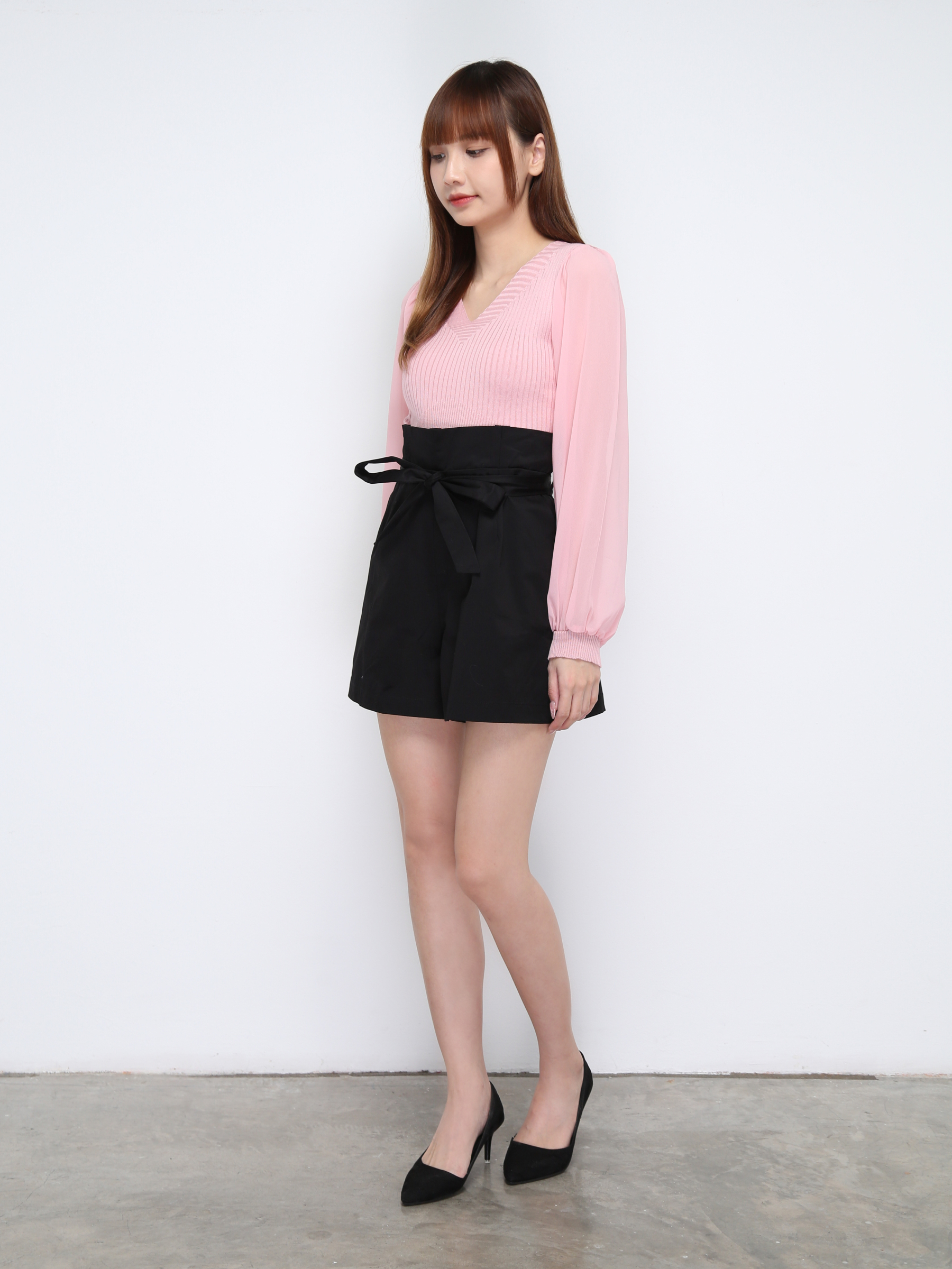 Knitted Long Sleeve V Neck Top 21329