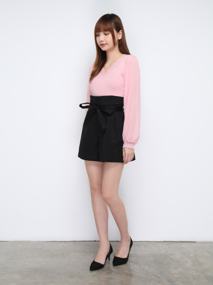 Knitted Long Sleeve V Neck Top 21329