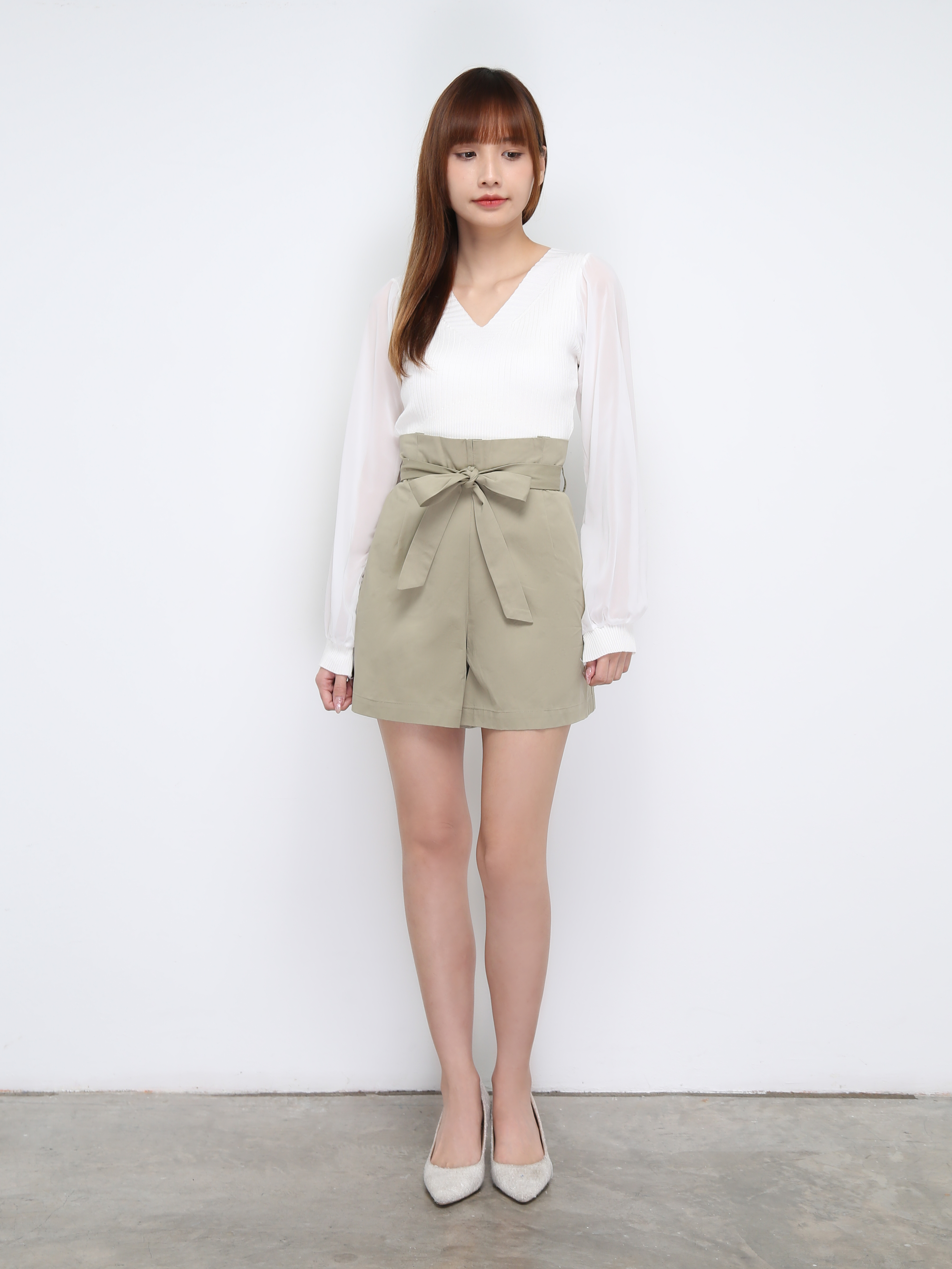 Knitted Long Sleeve V Neck Top 21329