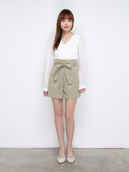 Knitted Long Sleeve V Neck Top 21329