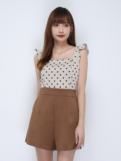 Sleeveless Polka Dot With Bottom Jumpsuit 21986