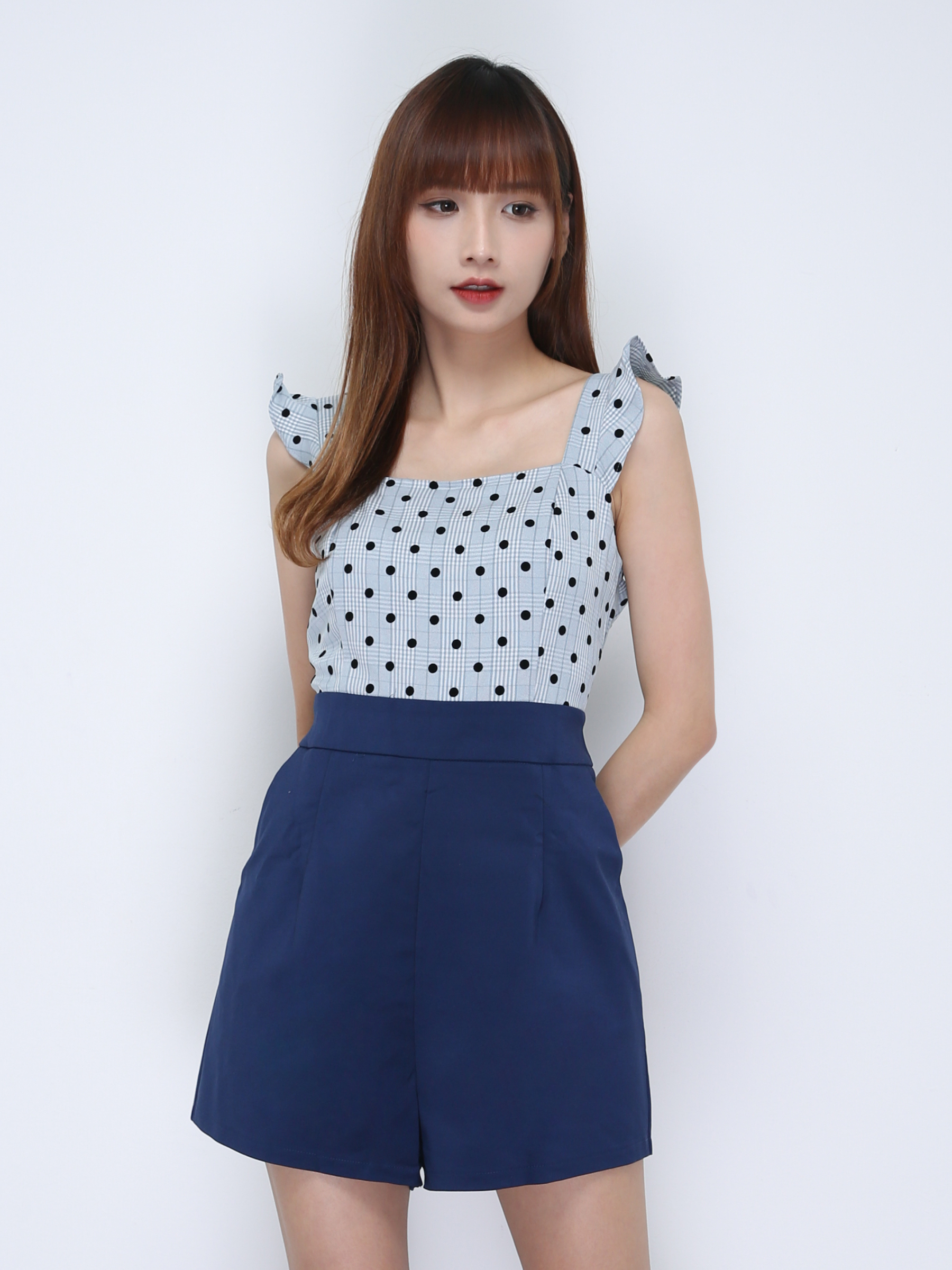 Sleeveless Polka Dot With Bottom Jumpsuit 21986
