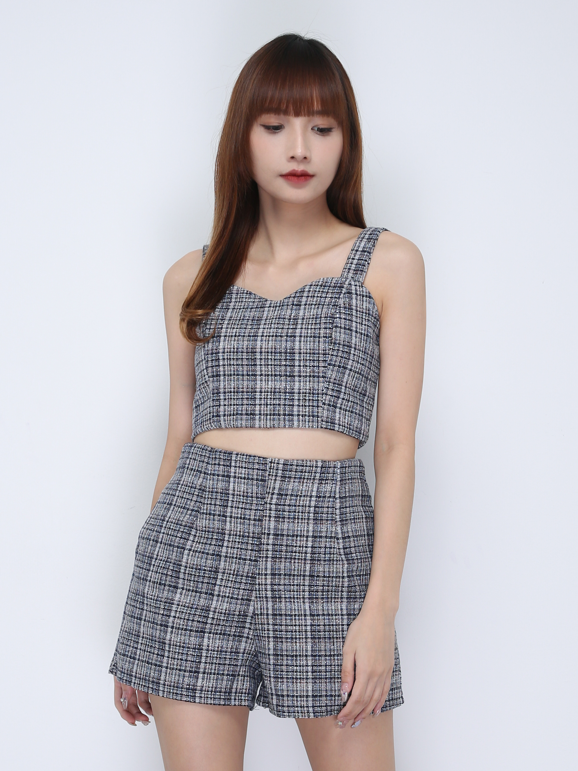 Chanel Style Back Zip With Strap Top With Pants Set 21940