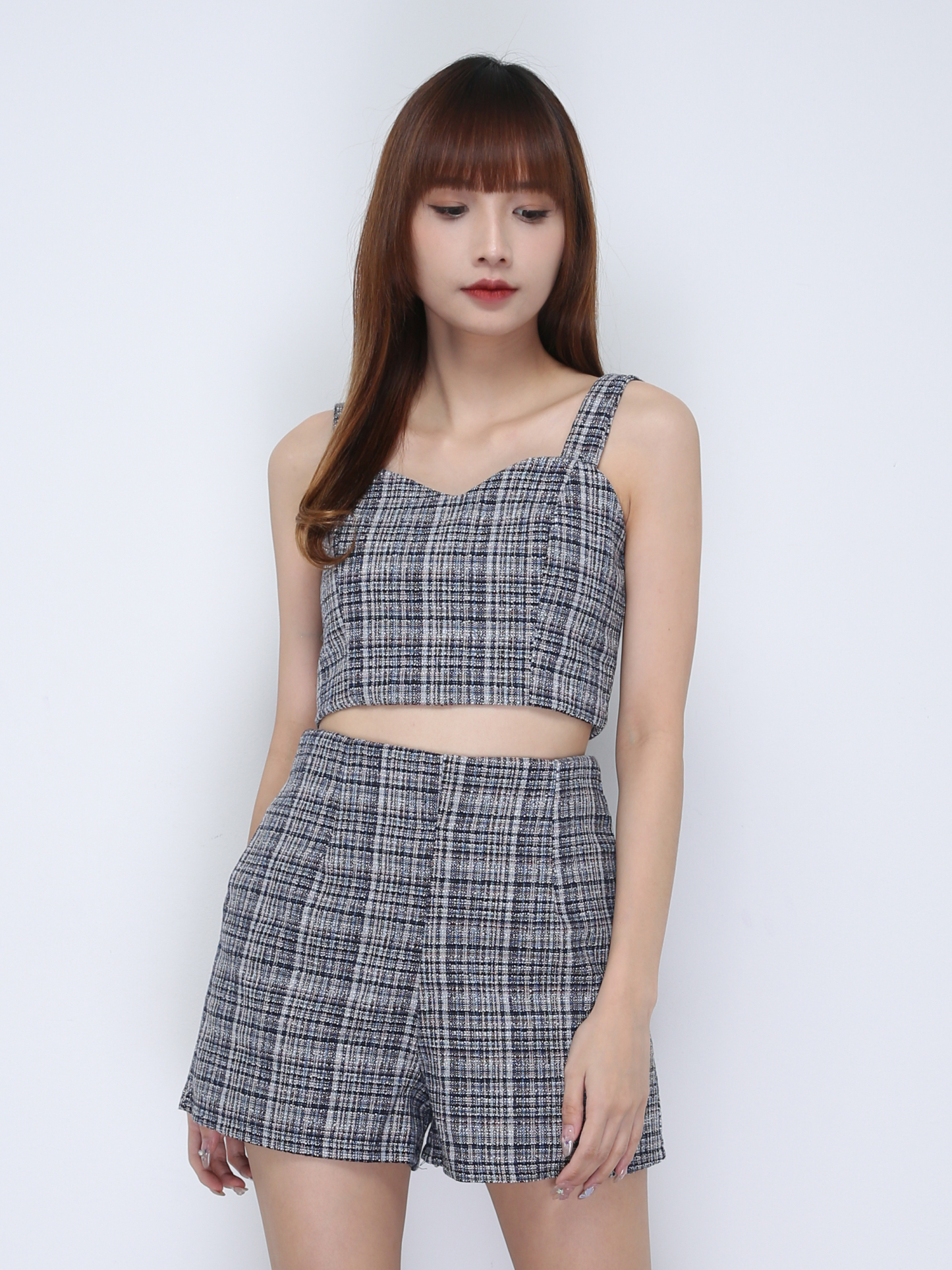 Chanel Style Back Zip With Strap Top With Pants Set 21940