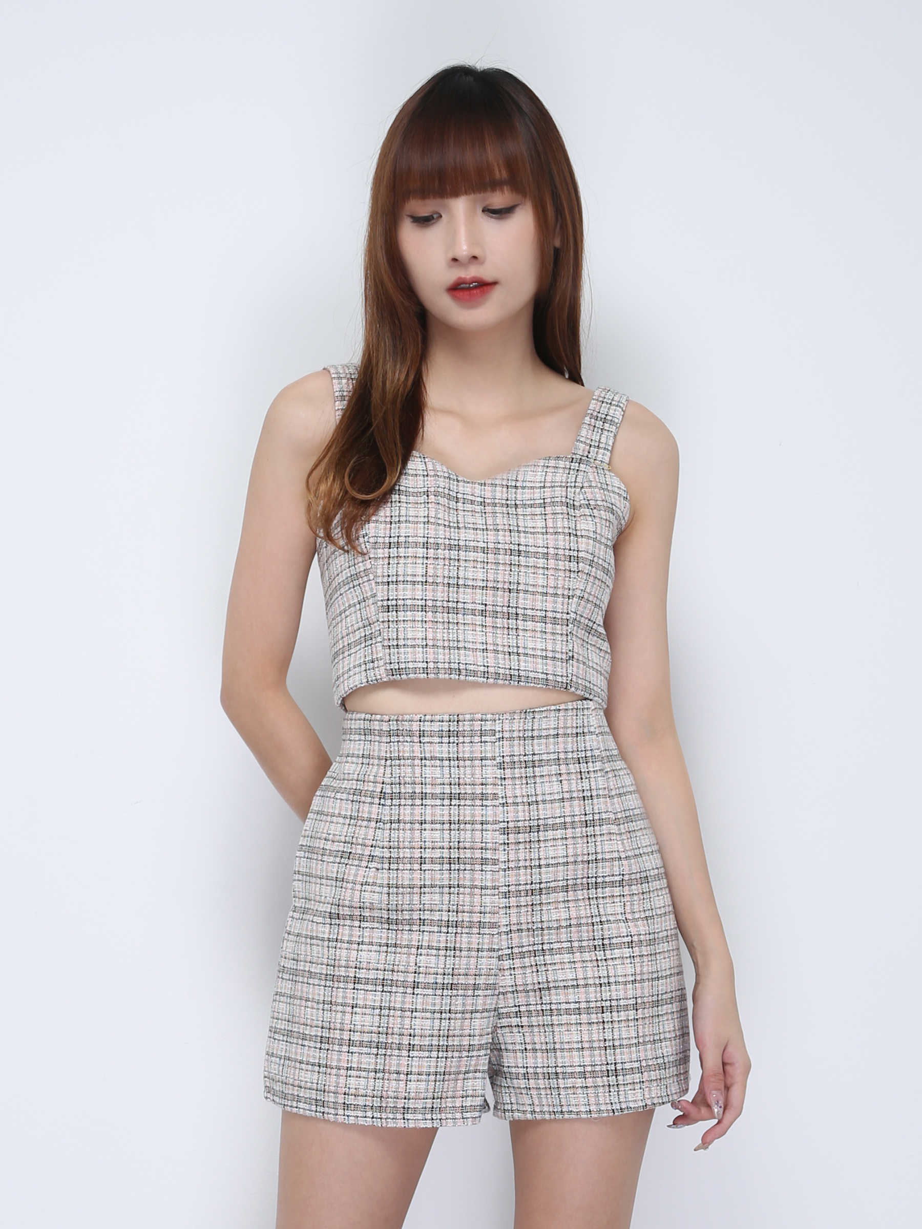 Chanel Style Back Zip With Strap Top With Pants Set 21940