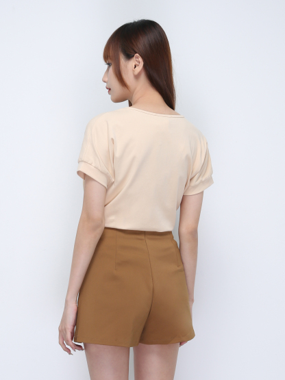 High Waist Decorative Breasted Button Short Pants 21716