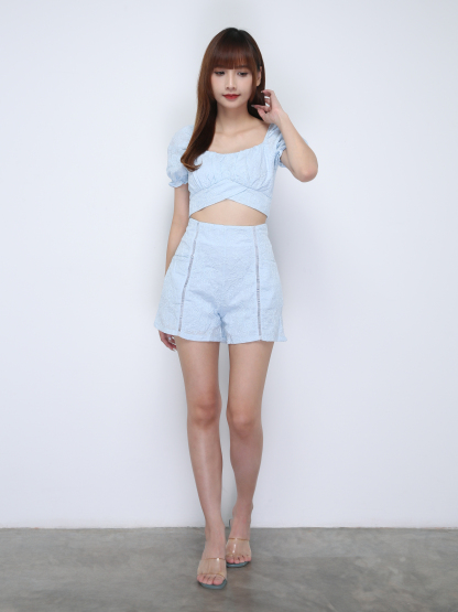 Puff Sleeve Pleated Set 21977