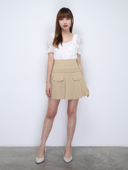High Waist Pleated Skirt 21832